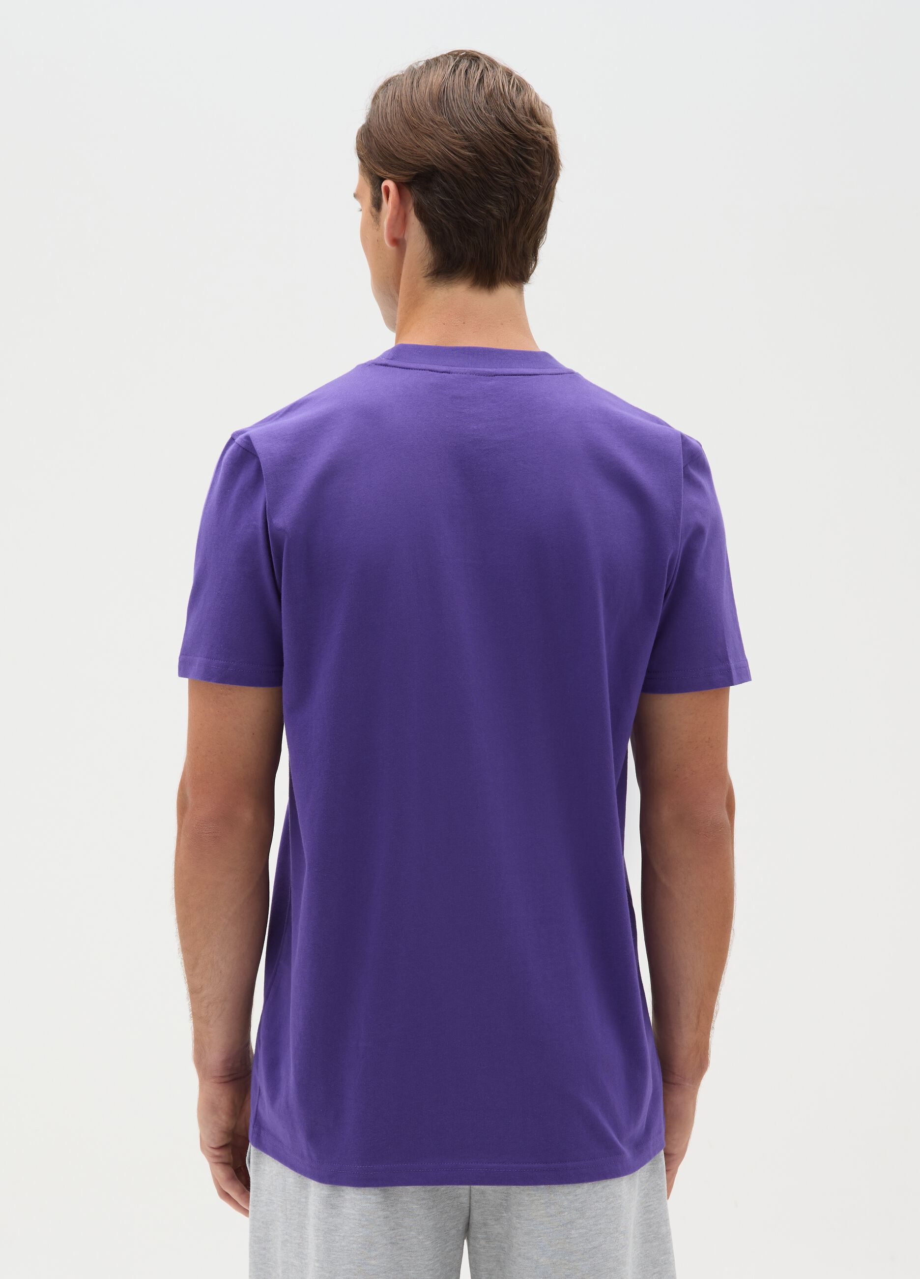 T-shirt in puro cotone viola con stampa Lakers