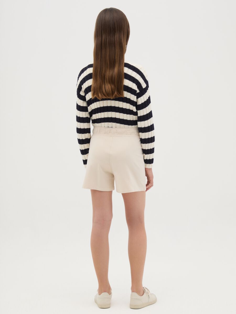 Beige shorts in cotton with drawstring_2