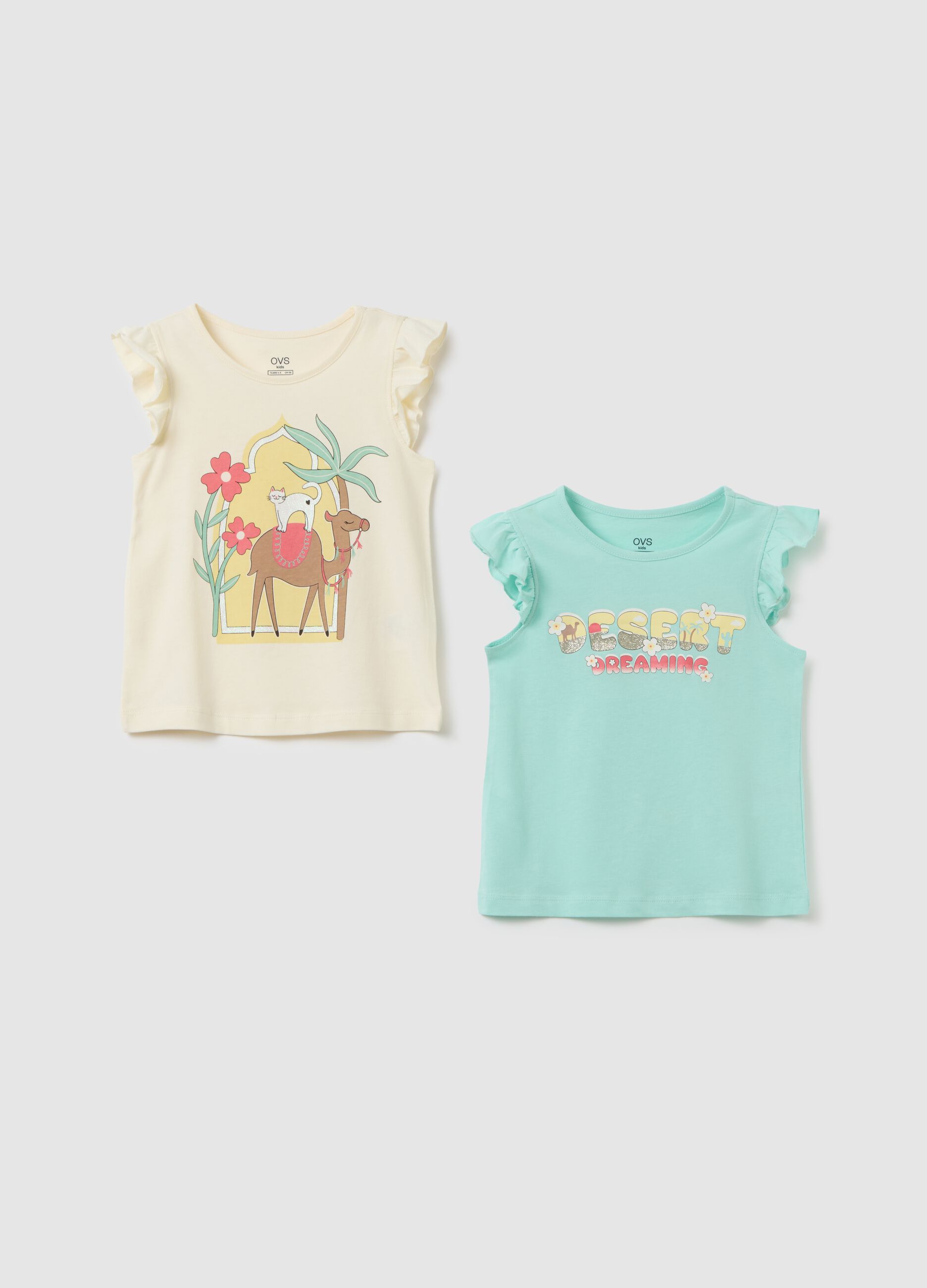 Girls' multicolour pure cotton regular fit T-shirt with prints