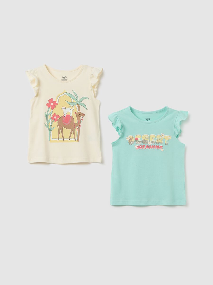 Girls' multicolour pure cotton regular fit T-shirt with prints_0