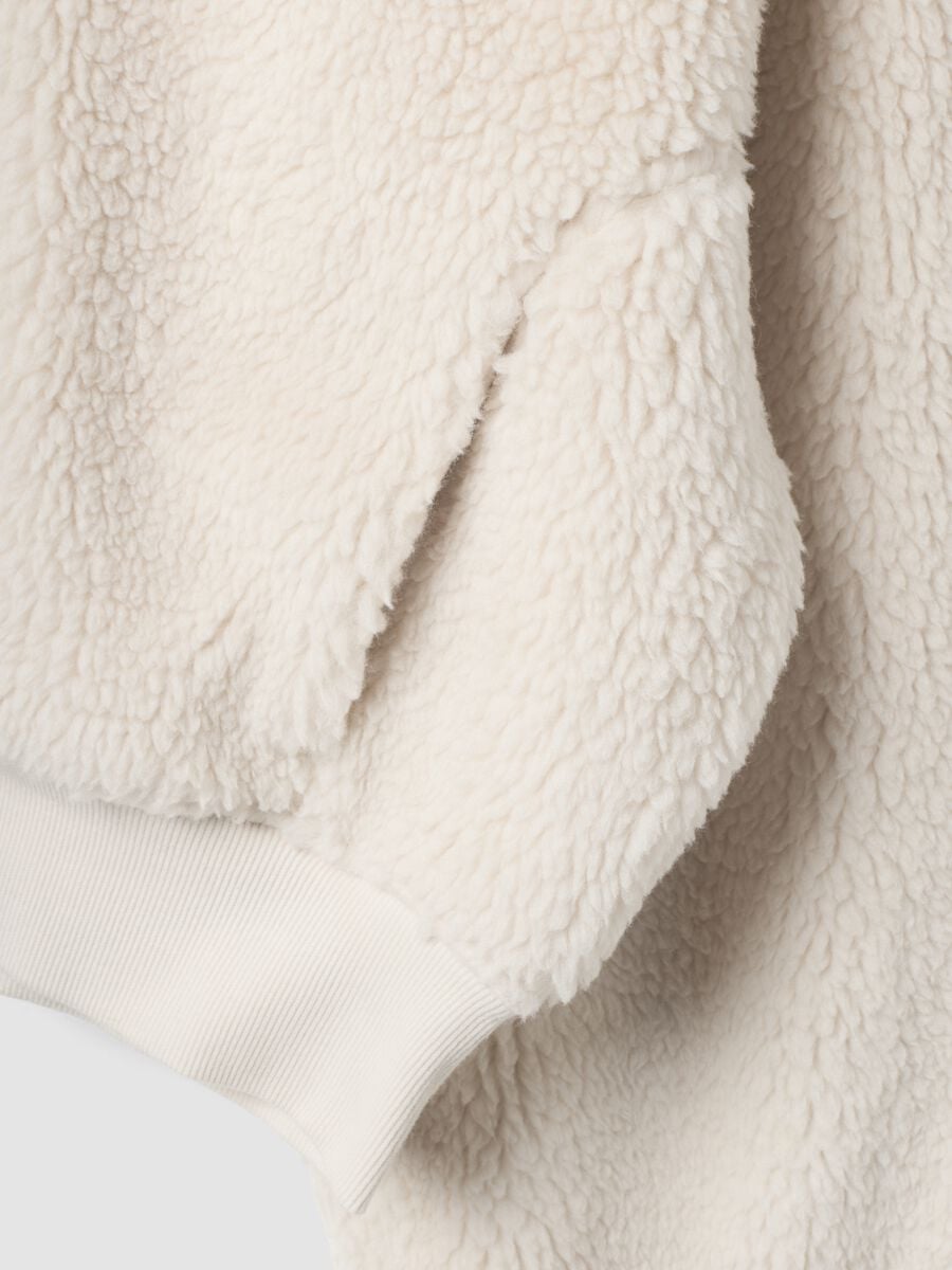 Beige crew-neck teddy-effect sweatshirt_7