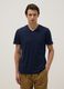 Blue pure cotton regular fit V-neck t-shirt_0