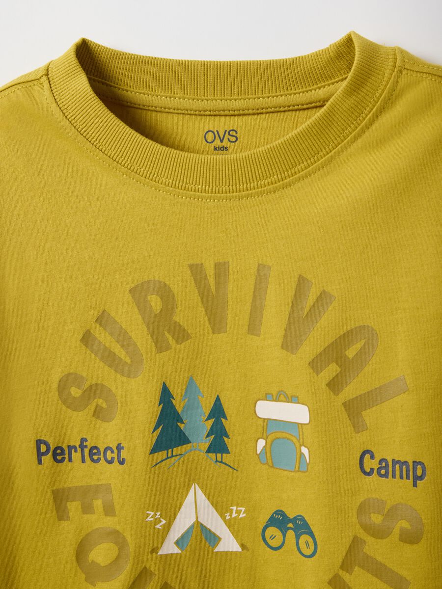 Yellow pure cotton children's T-shirt regular fit with print_2