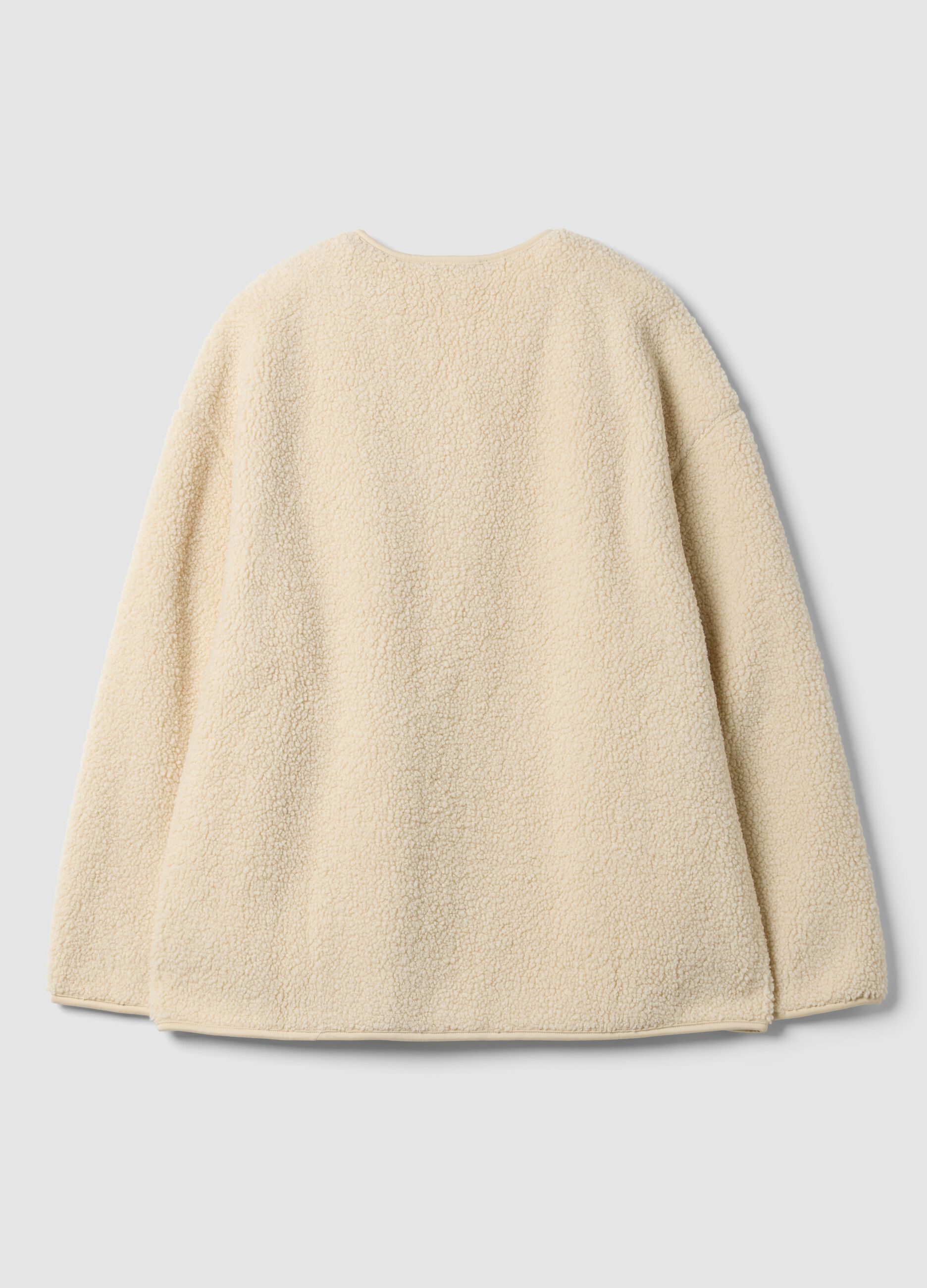 White crew-neck top with buttons