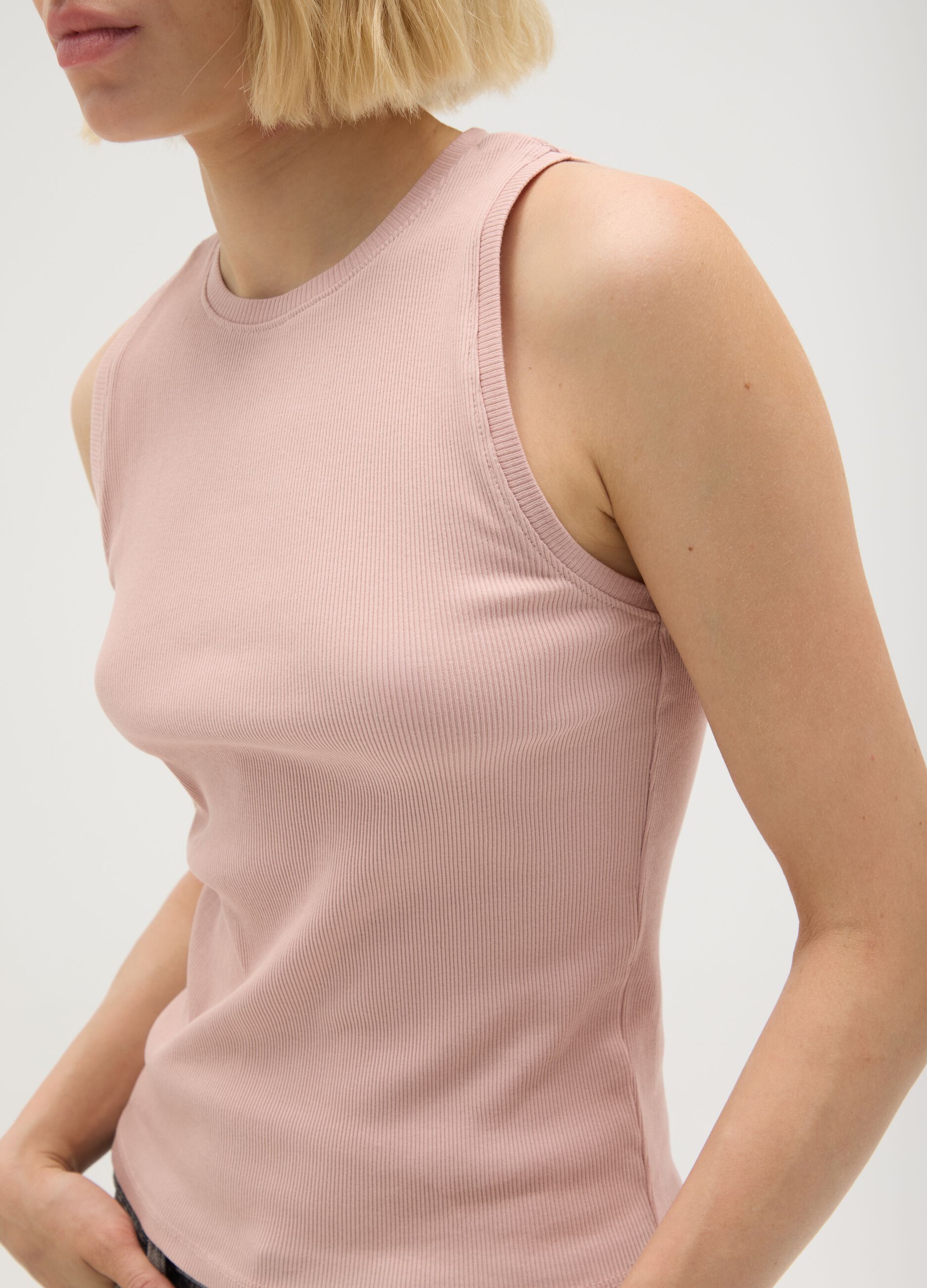 Women's Pink Pure Cotton Regular Fit Tank Top