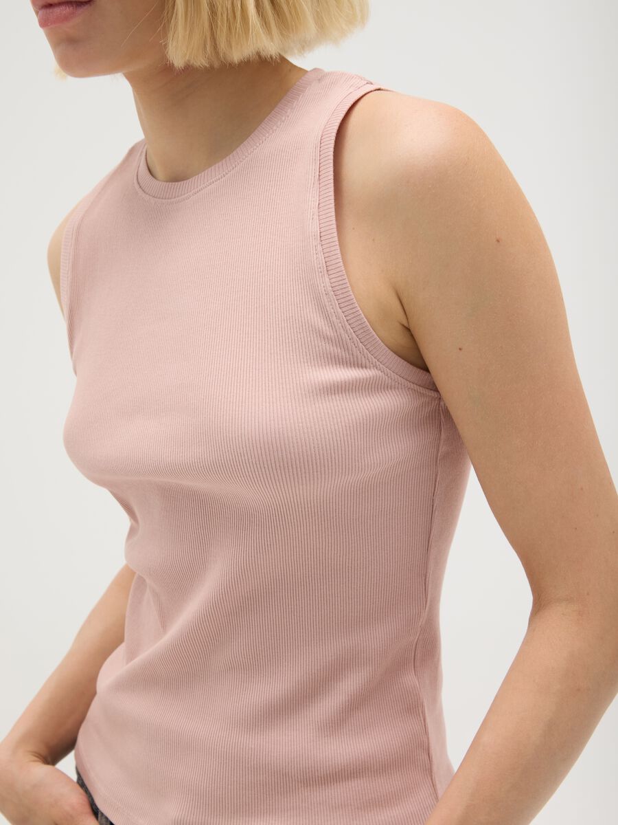 Women's Pink Pure Cotton Regular Fit Tank Top_2