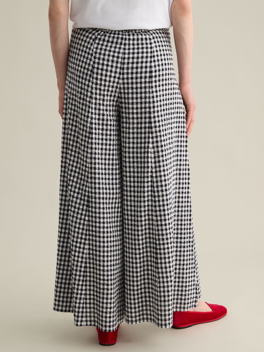 Wide Black and White Checkered Trousers Piombo_3