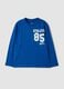 Blue organic cotton T-shirt with varsity print for boys_0