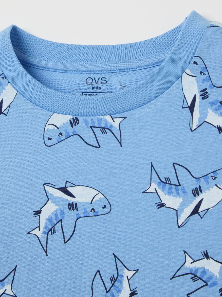 Light blue pyjamas in cotton with sharks print_2