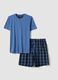 Regular fit short blue checked pure cotton pyjamas_4