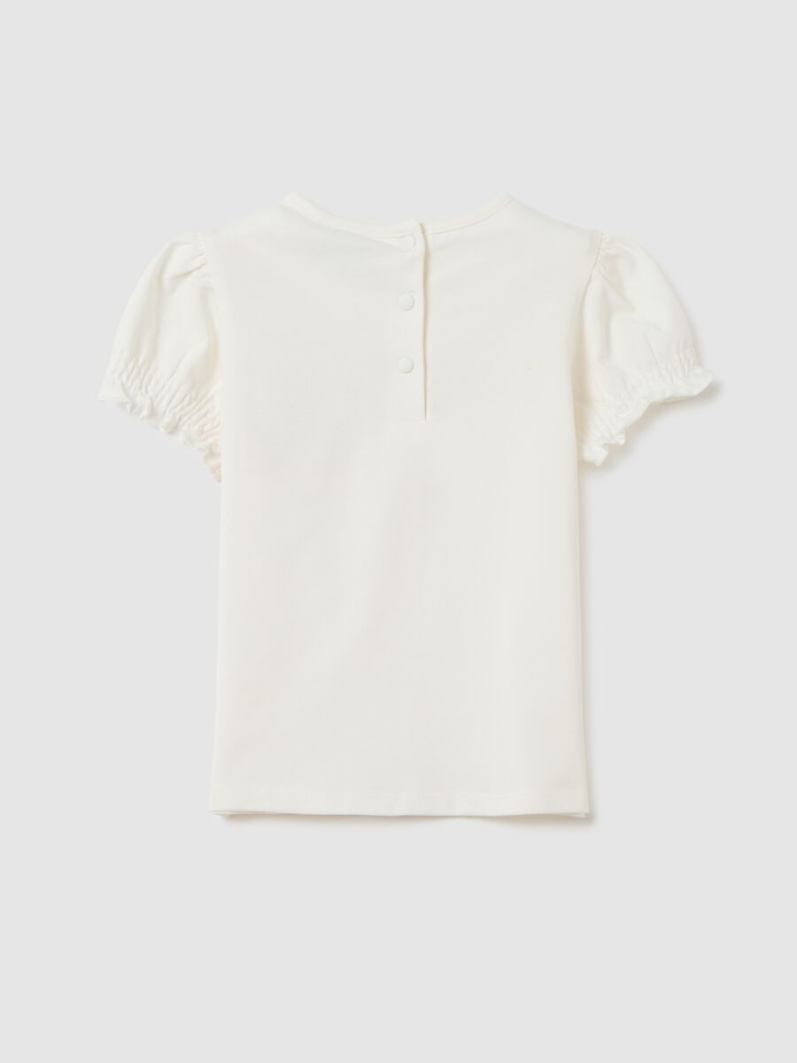 Baby girl's white cotton regular fit T-shirt with crochet_1
