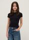 Black stretch cotton fitted t-shirt for girls_2
