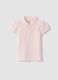 Girls' pure cotton pink polo with floral pattern, regular fit_0