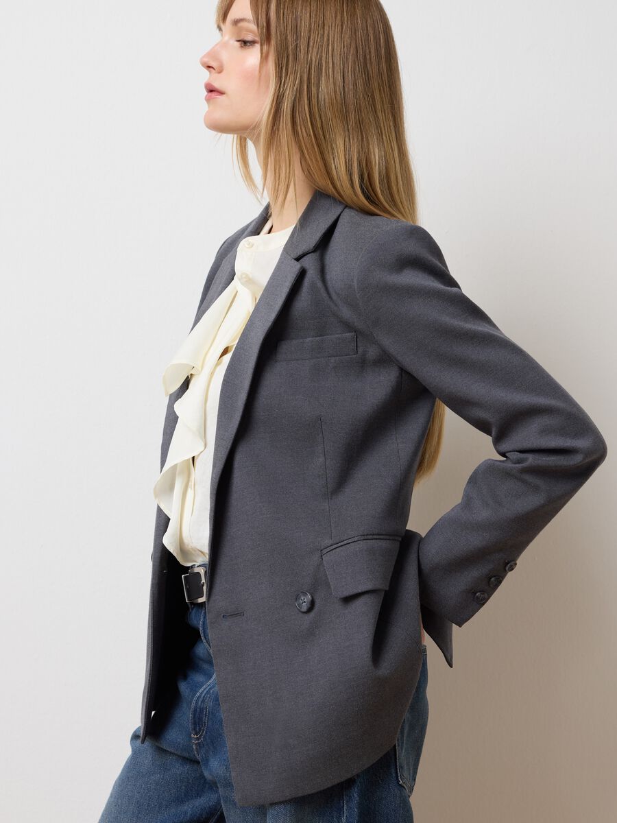 Blazer in tessuto elasticizzato grigio regular fit_3
