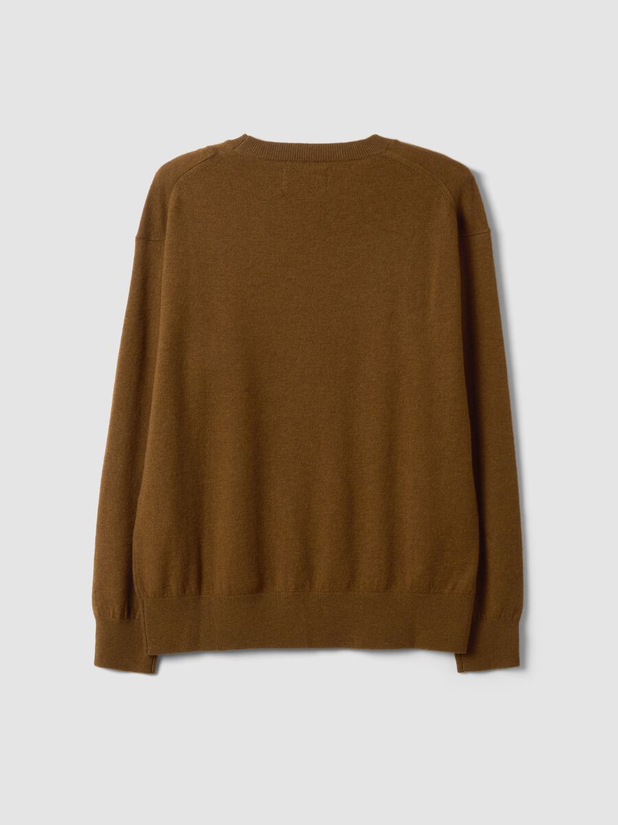 Brown pure wool crew-neck jumper in oversized fit_6