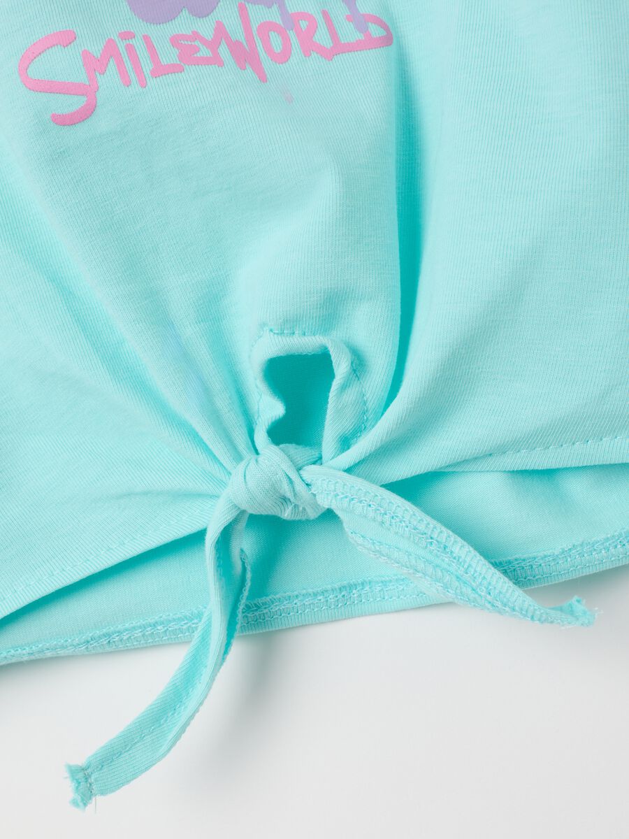 Girls' Stretch Cotton Blue T-shirt with Knot_2