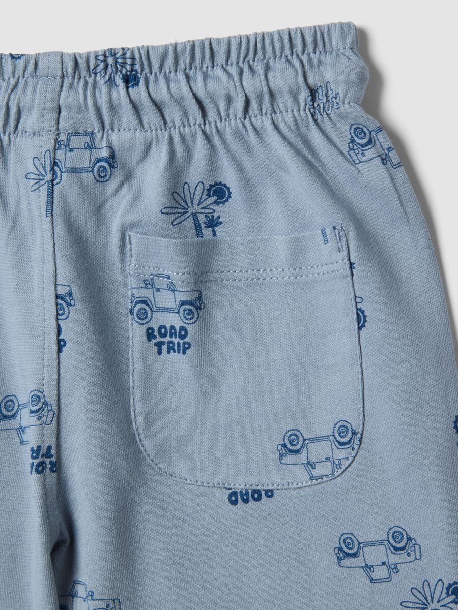 Blue pure cotton children's regular fit shorts with prints_3
