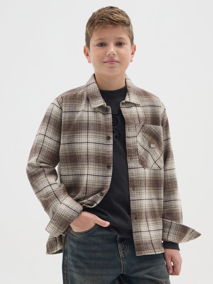 Camicia a quadri multicolor da ragazzo in puro cotone regular fit_0