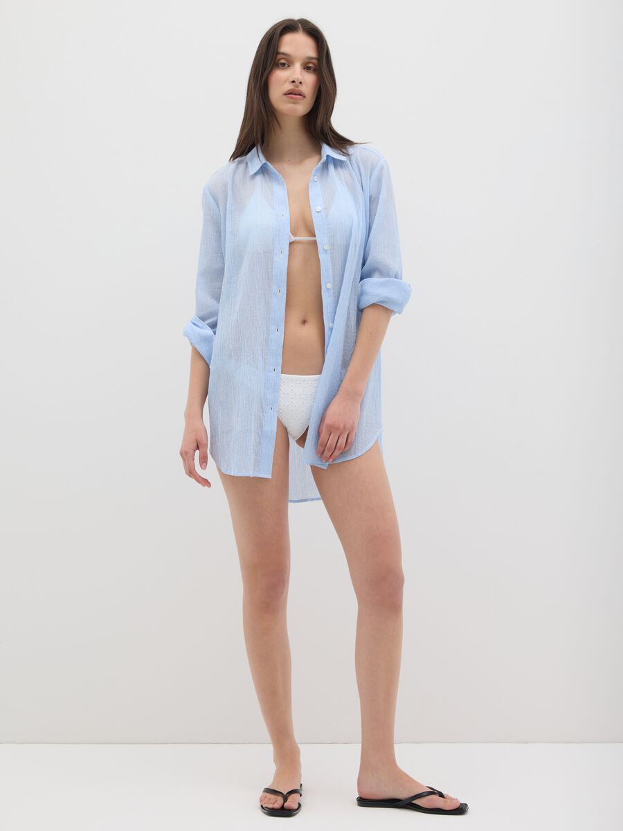 Women's Oversized Light Blue Pure Cotton Shirt_1