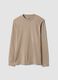 Beige pure cotton crew-neck T-shirt, regular fit_0
