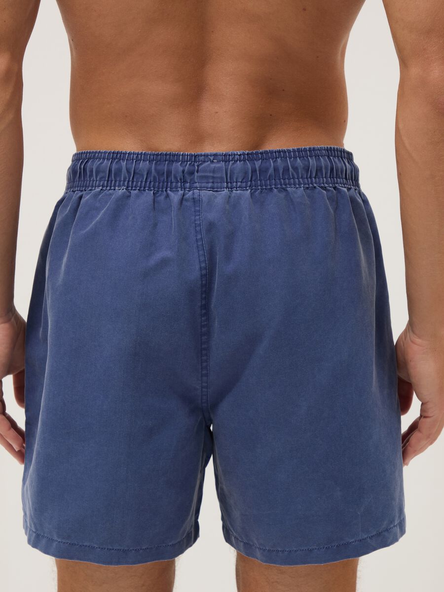 Navy blue swim boxer shorts with drawstring_3