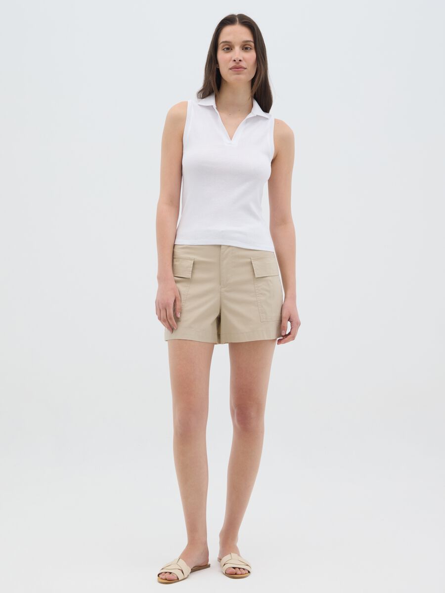 Women's Sleeveless White Slim Fit Pure Cotton Top_1