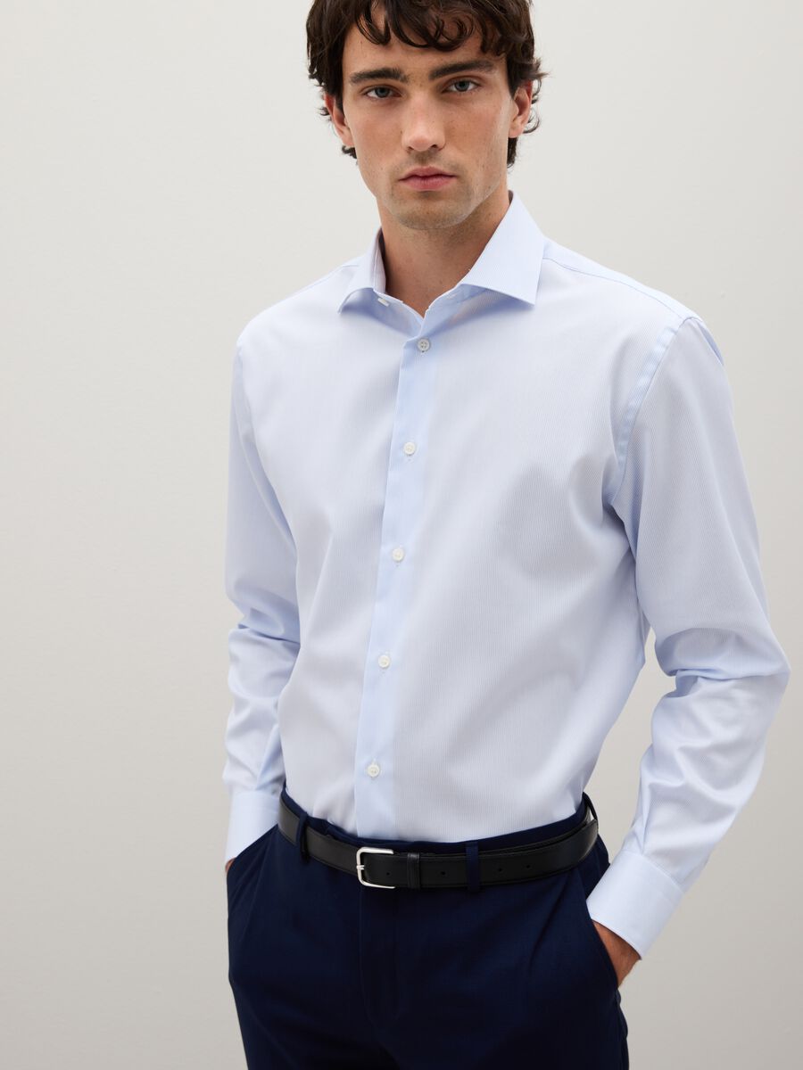 Blue cotton regular fit shirt_1