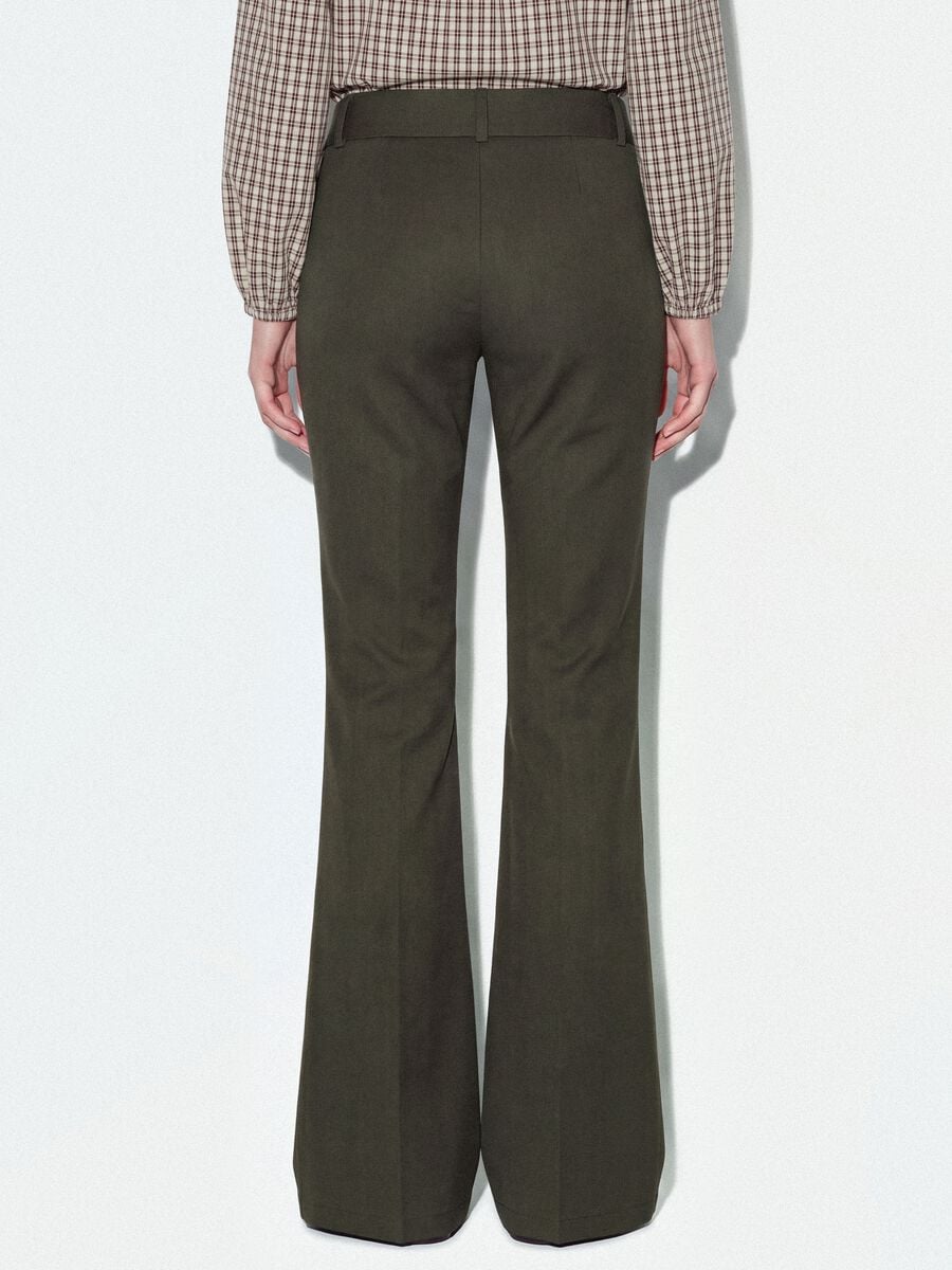Green slim-fit stretch viscose trousers_3