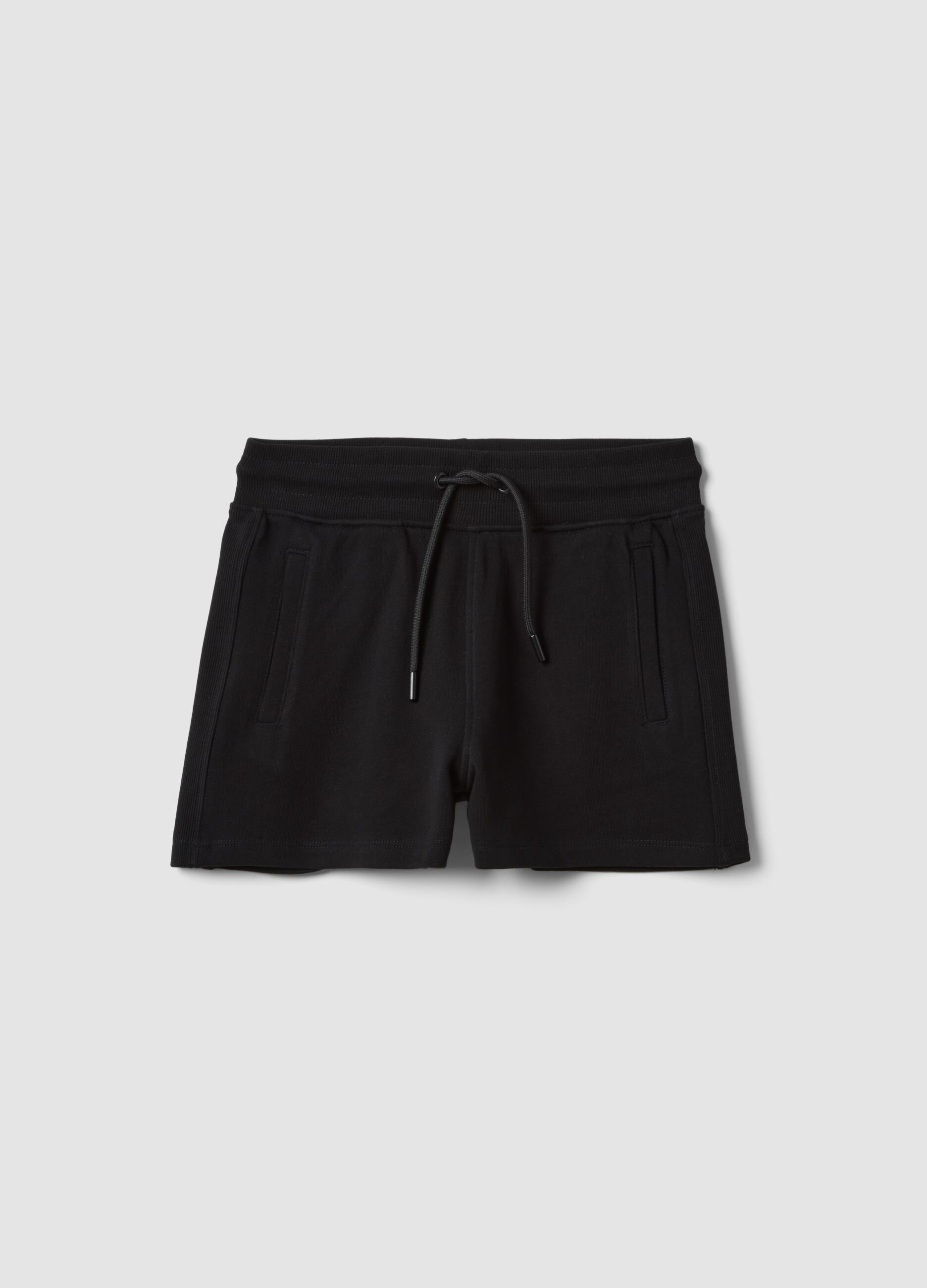 Girls&rsquo; black pure organic cotton shorts with elasticated waistband
