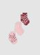 Tripack di calze rosa e rosse in cotone organico elasticizzato con fantasia_0