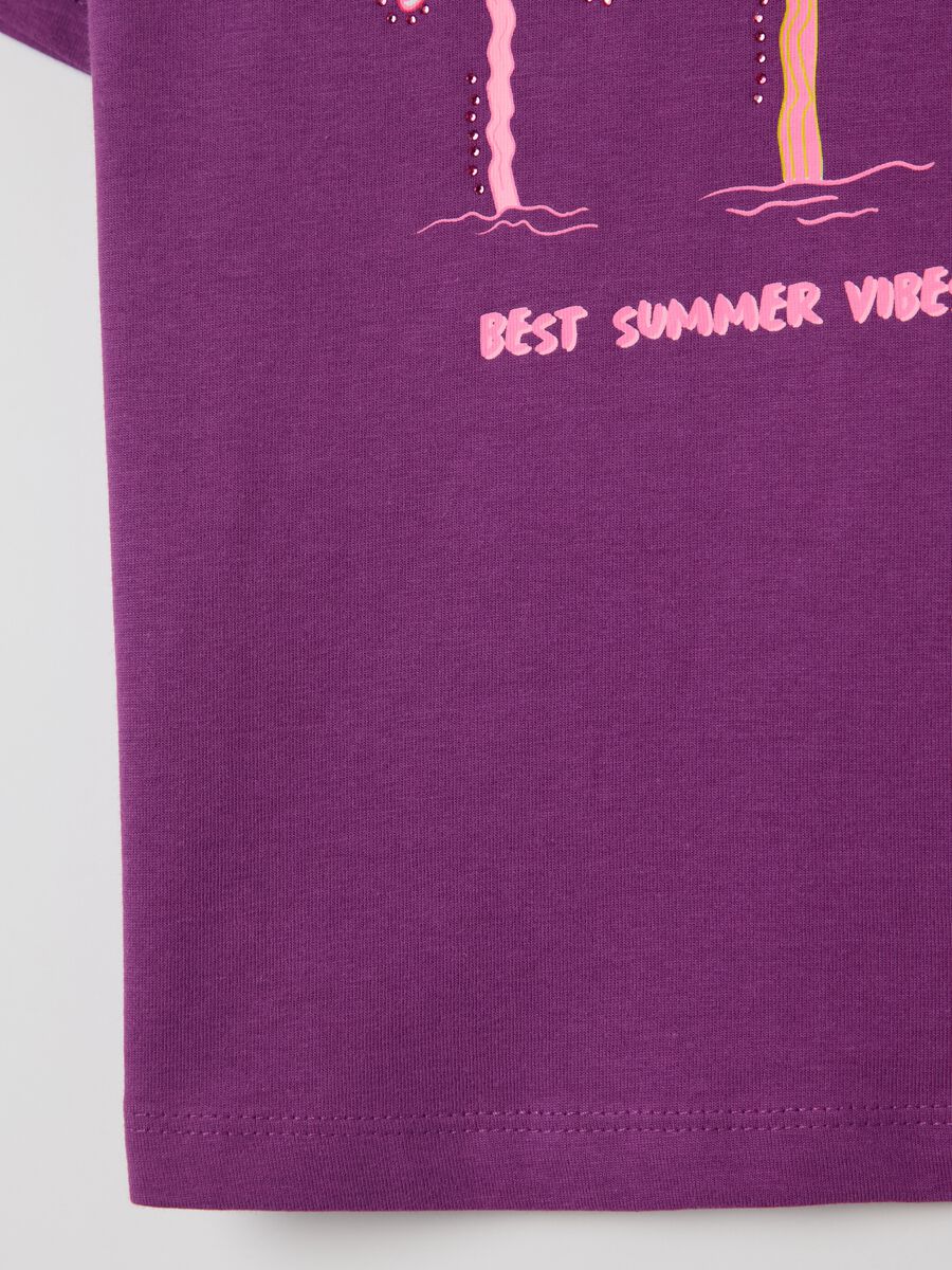 Purple cotton T-shirt with print_3