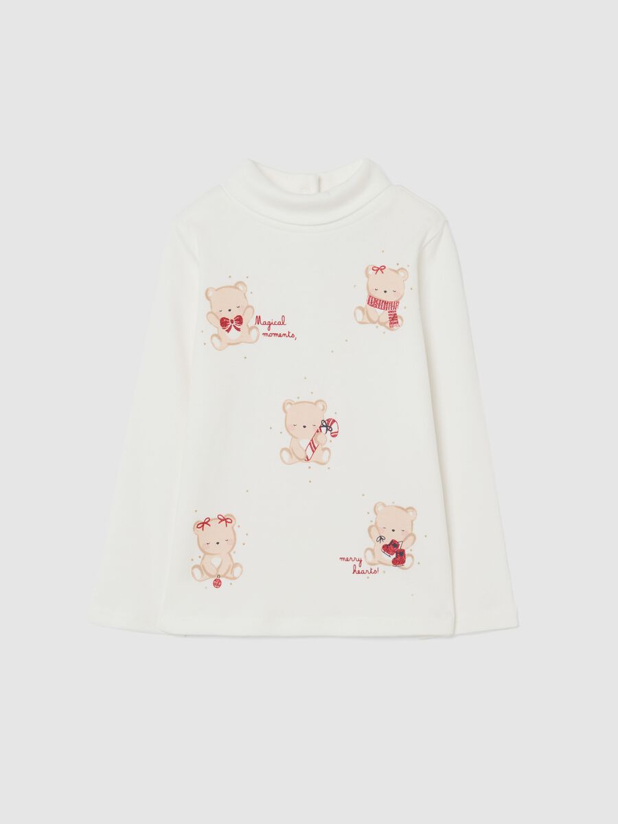 Girls' white pure cotton regular fit top with print_0