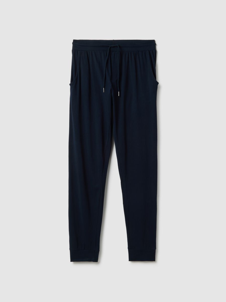 Blue pure cotton regular fit pajama trousers_4