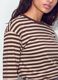Brown striped pure cotton T-shirt with crew neck, relaxed fit_1