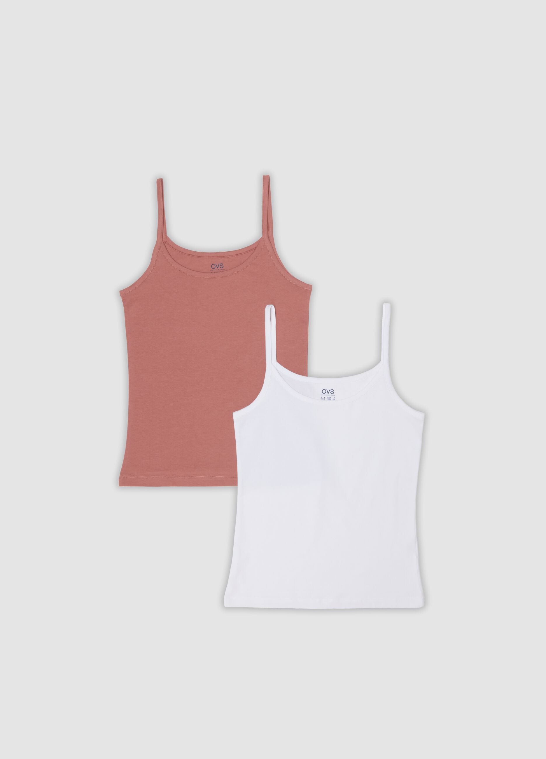 2-pack pink and white organic stretch cotton vests
