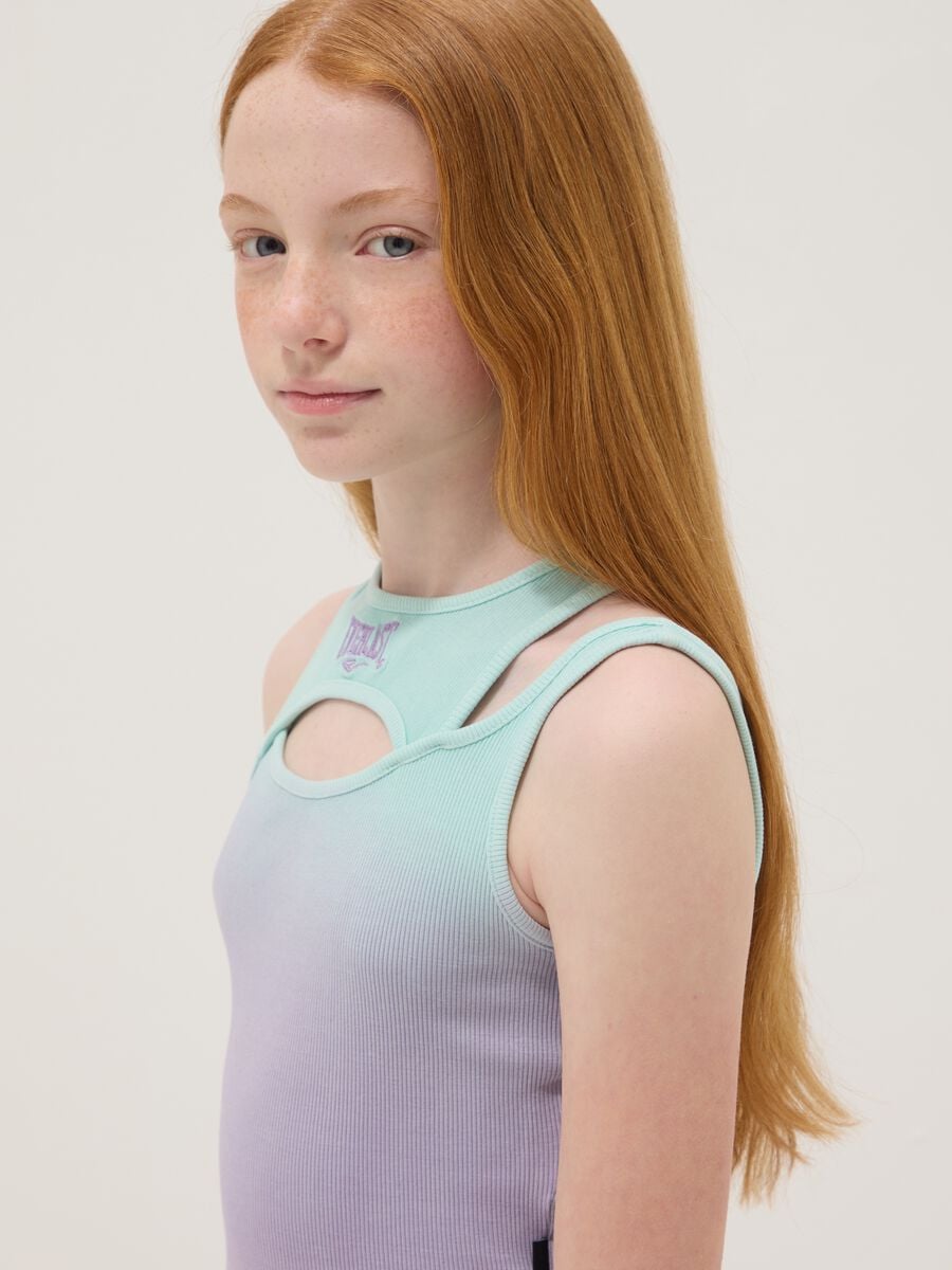 Tank top viola in cotone elasticizzato sfumato per ragazza fitted_0