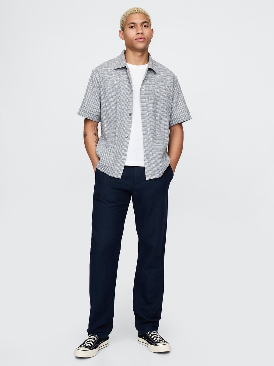 Gap Regular Blue Trousers in Linen and Cotton_0