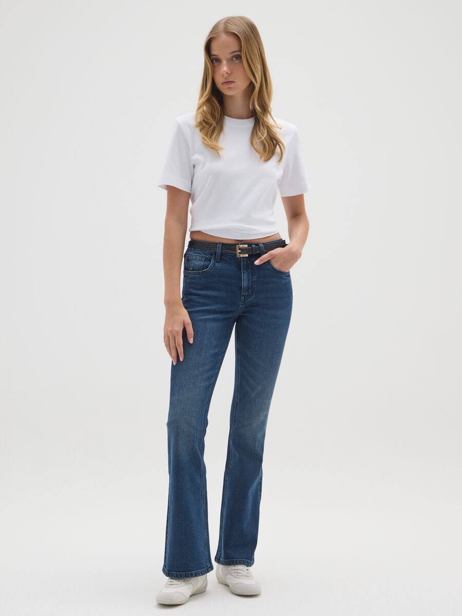 Jeans in cotone elasticizzato blu flare_0