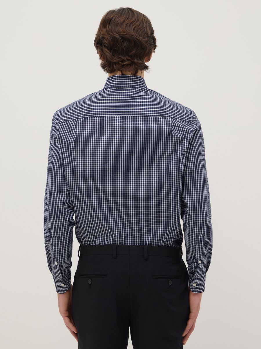 Blue cotton blend regular fit easy iron shirt_1