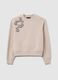 Beige cotton blend sweatshirt with embroidery_4