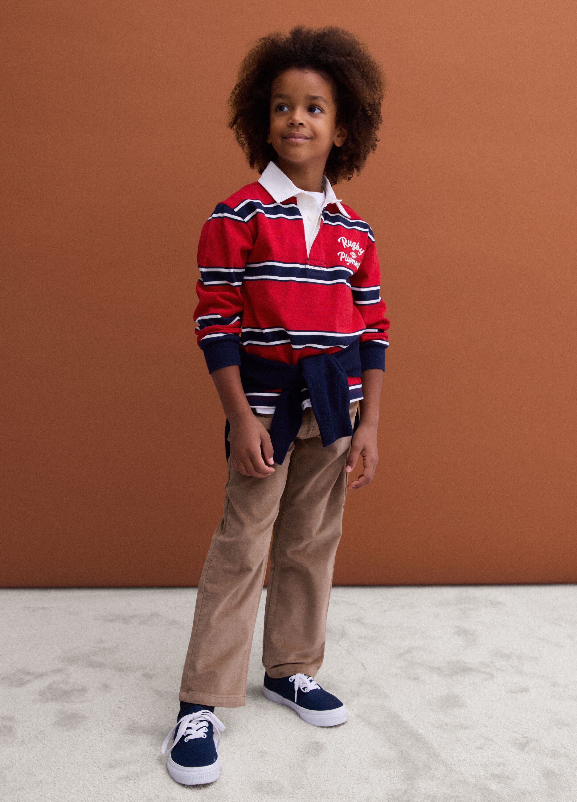 Brown regular-fit stretch cotton trousers