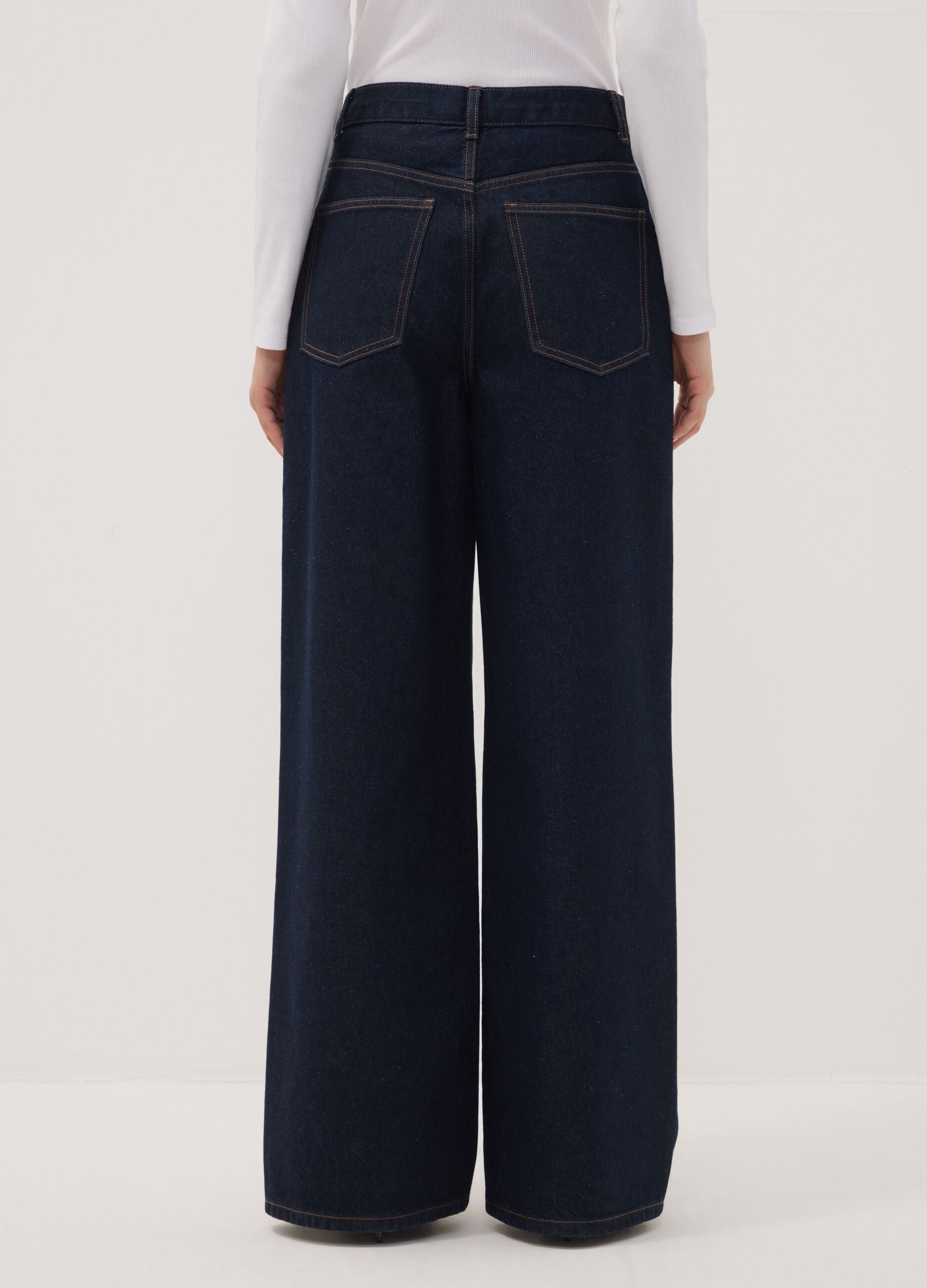 Blue wide-leg jeans in pure cotton