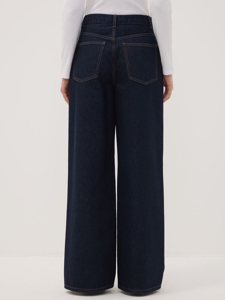 Blue wide-leg jeans in pure cotton_3