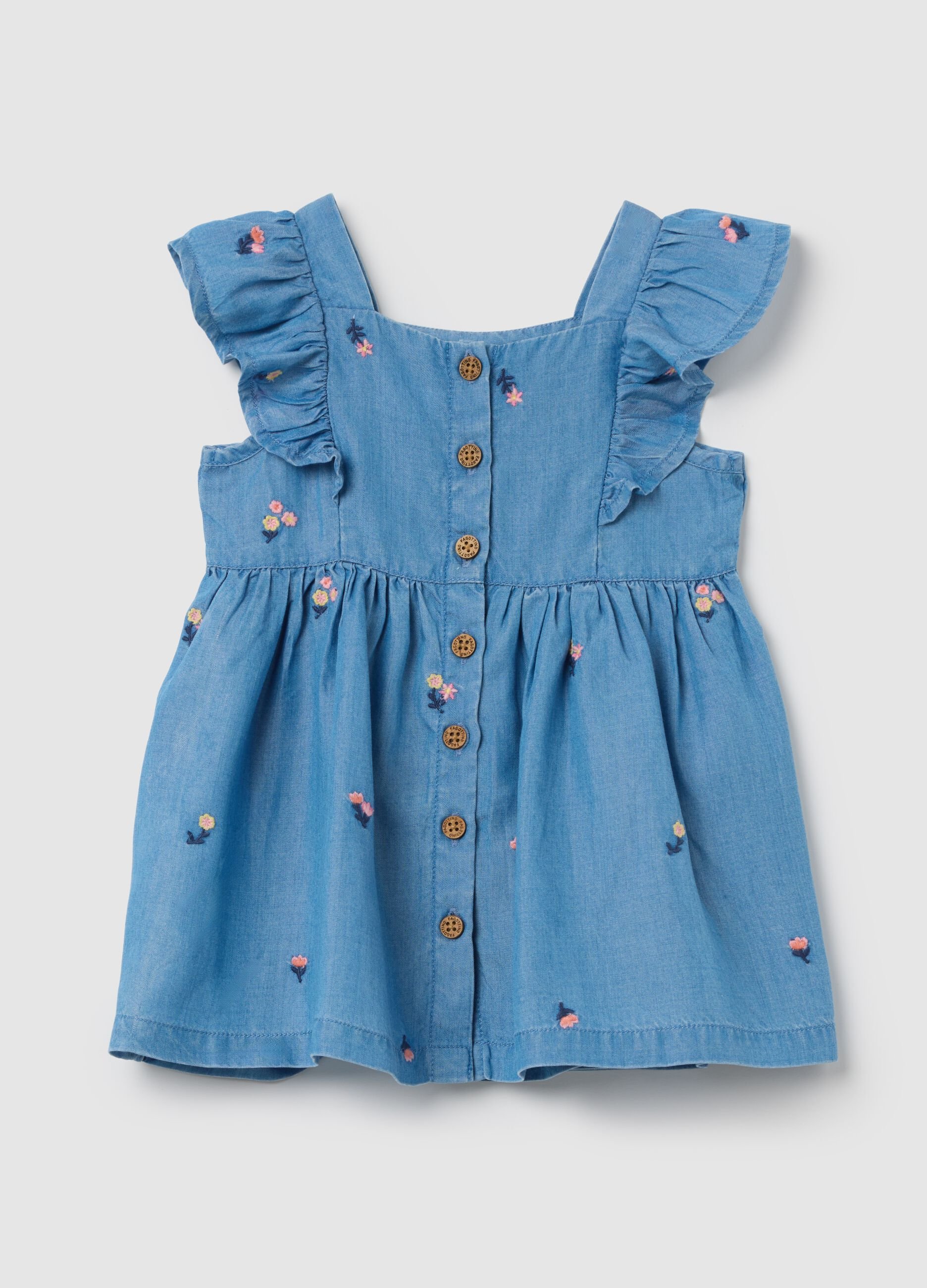 Lyocell Dress with Fagottino Floral Embroidery
