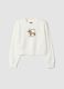 White sweatshirt with ribbed collar in pure organic cotton_0