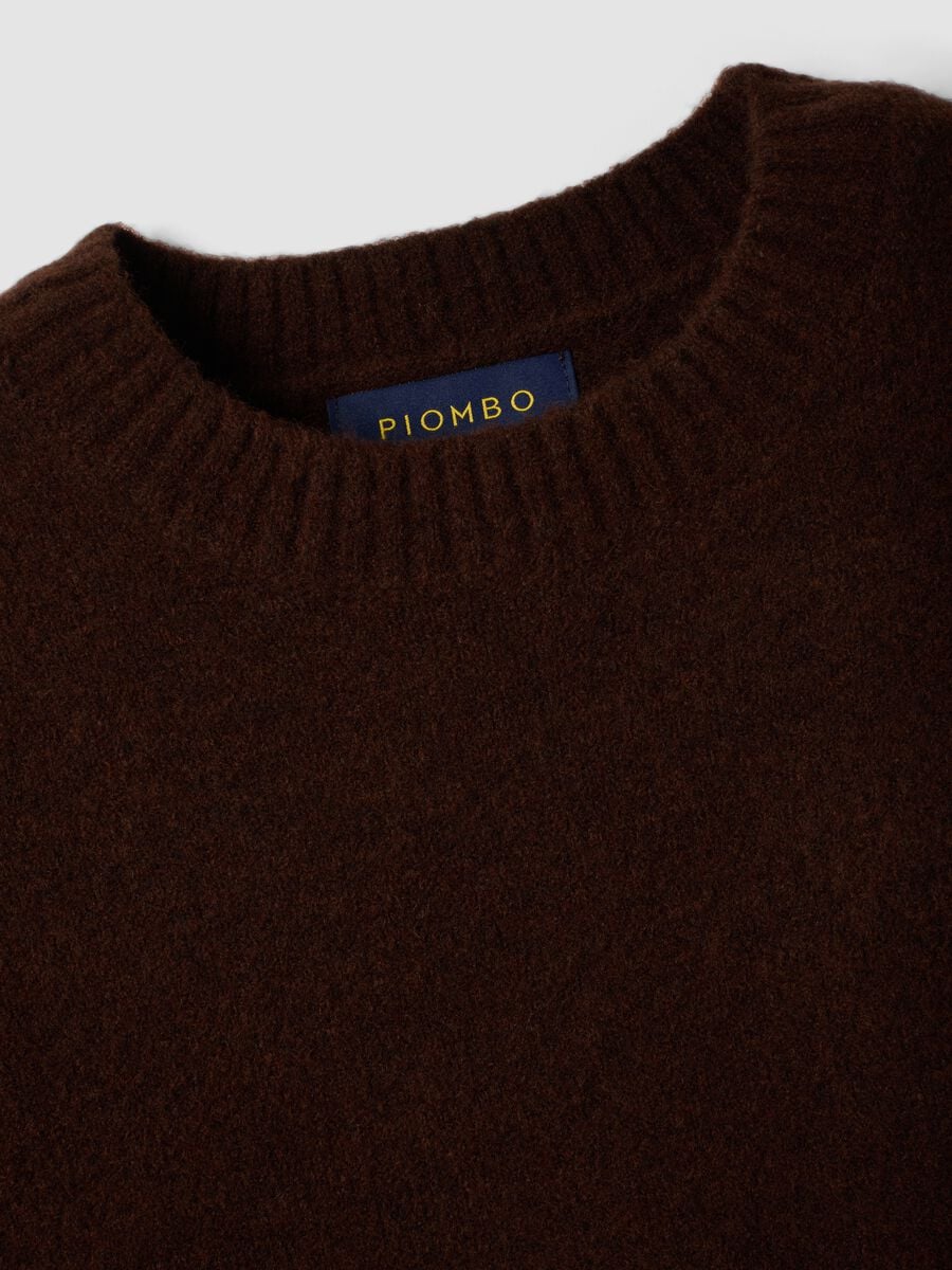Dark brown crew-neck stretch wool jumper_2