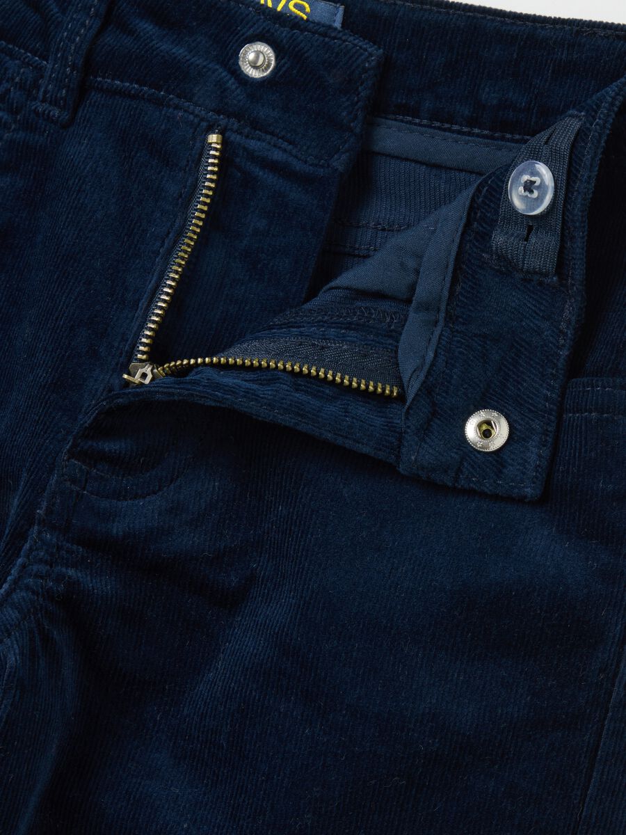 Children's cotton and blue velvet trousers, regular fit_2
