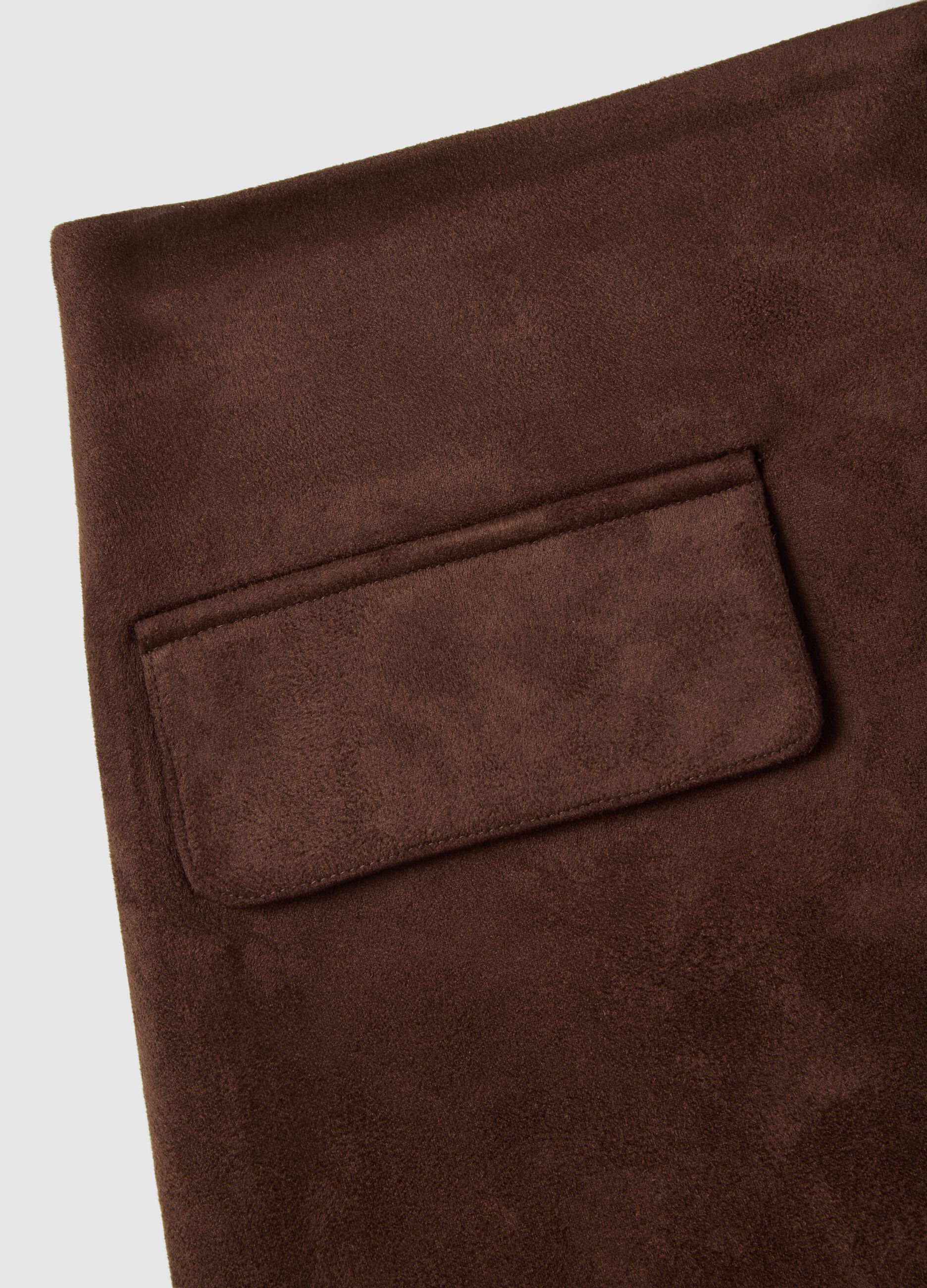 Brown stretch fabric skirt regular fit