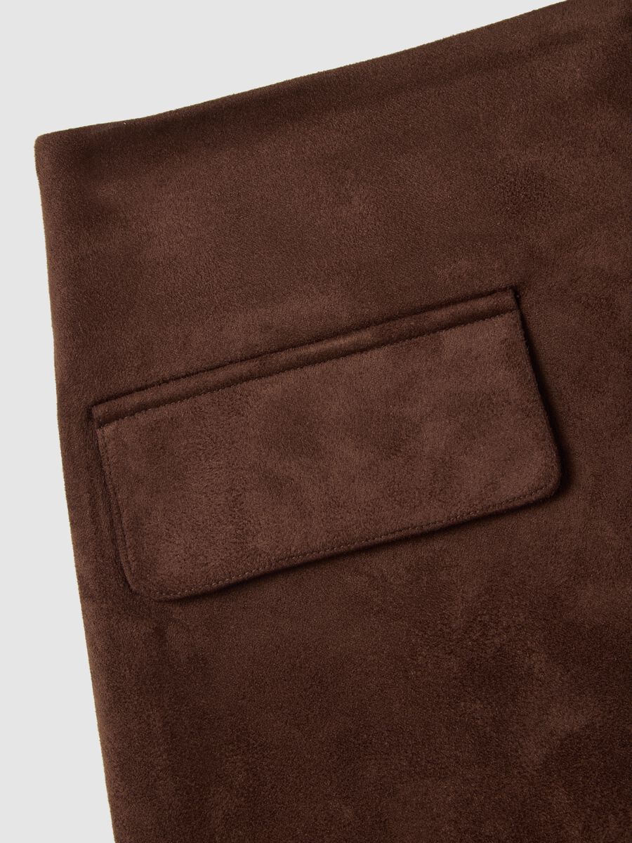 Brown stretch fabric skirt regular fit_5
