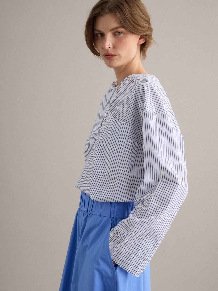 Multicolour striped pure cotton shirt regular fit with pocket_0